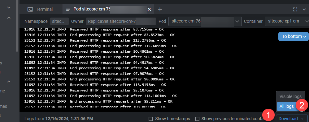 Download all logs DownloadAllLogs